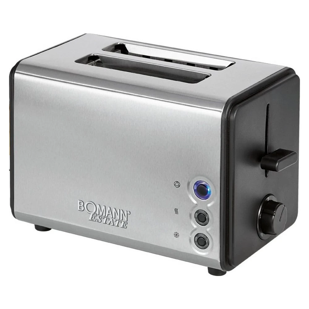 BOMANN Toaster Edelstahl 2-Scheiben, 850W, Brötchenaufsatz, Krümelschublade