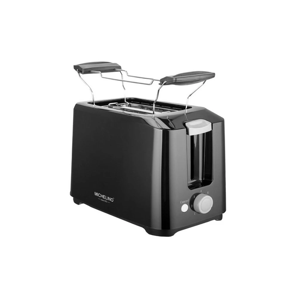 Michelino Toaster 2 Scheiben, Brötchenaufsatz, Schwarz, 700 W