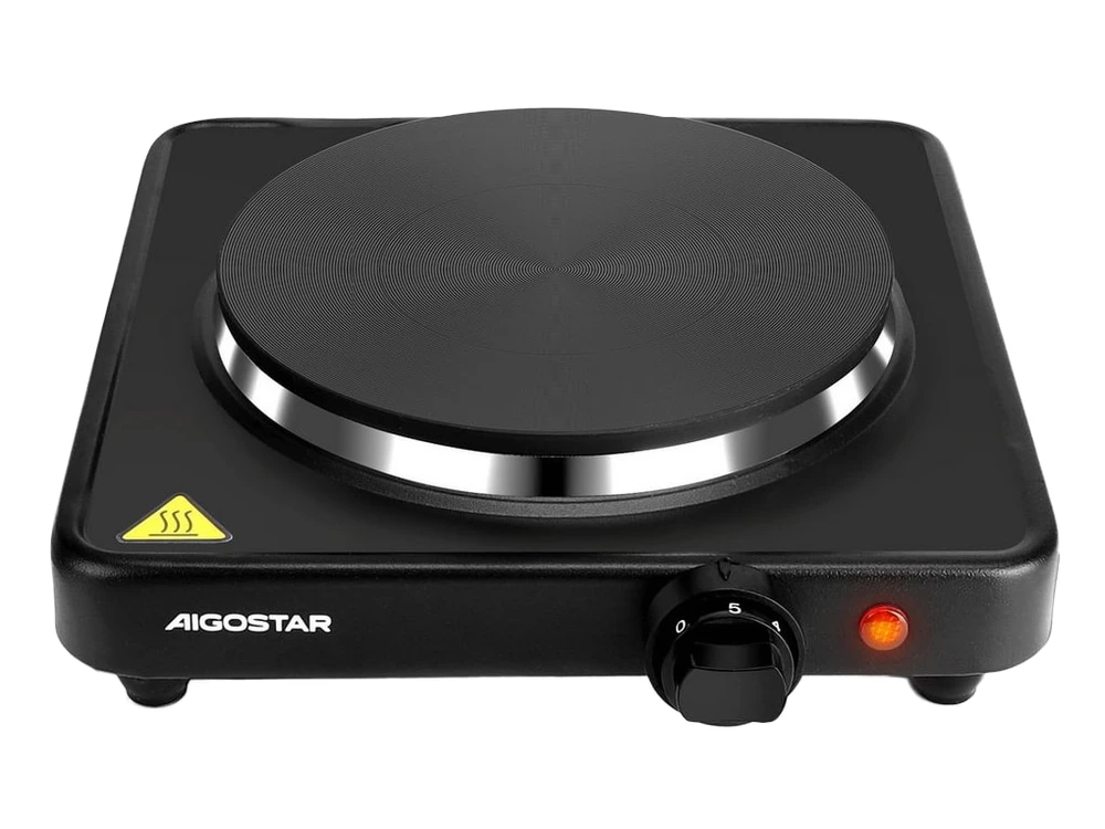 Aigostar Elektro-Kochfeld 1500W, 5-stufiges Thermostat, Überhitzungsschutz