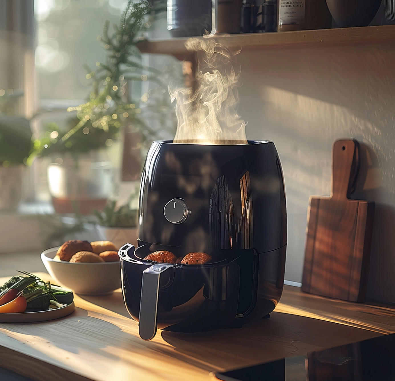 view-modern-air-fryer-with-food